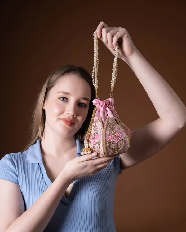 The_Blush_Lotus–_Handcrafted_Pearl_Handle_Evening_lotus_Potli_Bag